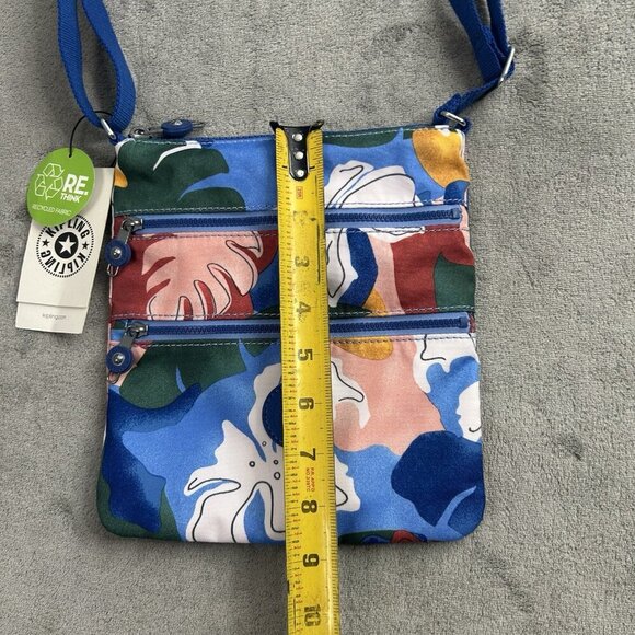 Kipling Women's Keiko Travel Shoulder Crossbody Bag Blue Botanical Abstract - Picture 4 of 15